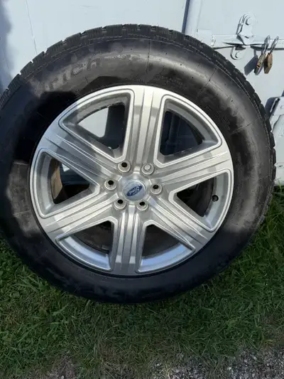 ford expedition or F150 rims and tires . 4 BFG snow tires on ford factory alloy rims, rims are like...