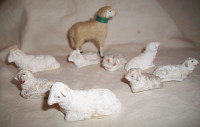Lot of Vintage Christmas Nativity Sheep + 1 Putz Sheep