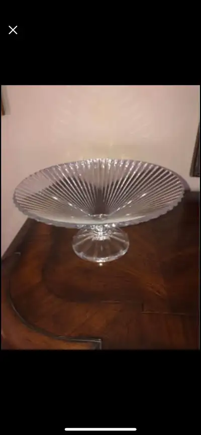 Bohemian decorative bevelled footed crystal bowl, View more