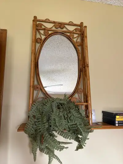 Vintage wicker mirror, View more