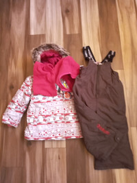 Toddler Baby Girl 4PC Ski Snowsuit Jacket Bib Set Hat Warmer 24M