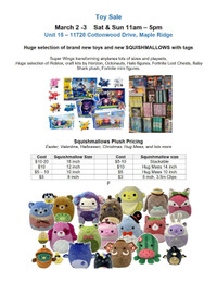 Garage Sale March 2-3 Squishmallows, Toys (no household item)