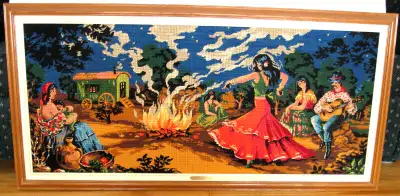 PETIT POINT GITAN VINTAGE GYPSY SMALL POINT NEEDLEWORKc.1980 English spoken, p.m. me if details are...