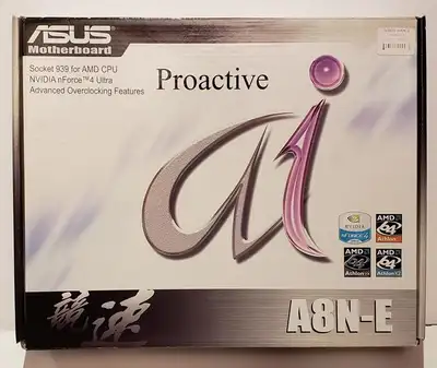 Included are ASUS motherboard, AMD Processor and 2GB Corsair Ram. Motherboard box, ribbon cables , i...