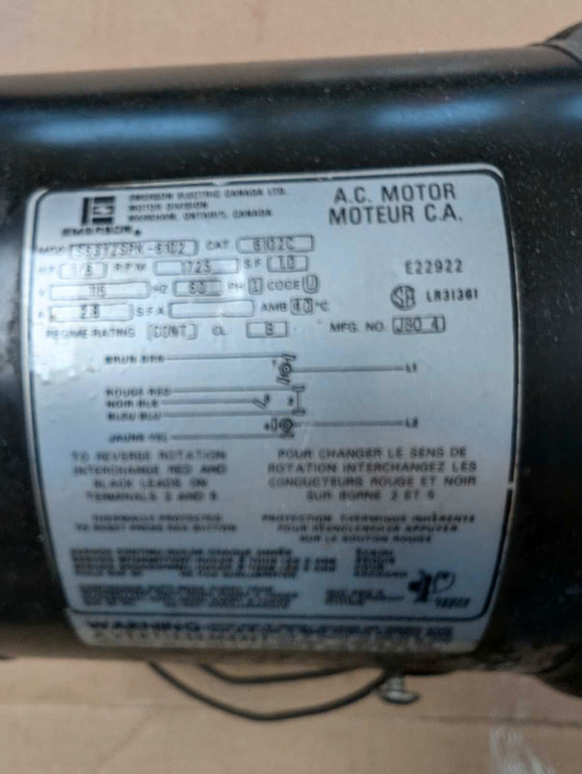 moteur Emerson e22922 dans Équipement agricole  à Laval/Rive Nord - Image 2