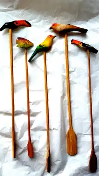 5 NEW Tropical hand made wood stir sticks