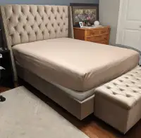 Tufted Queen Bed and Storage Bench