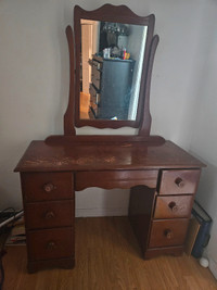 Cherry wood desk and mirror