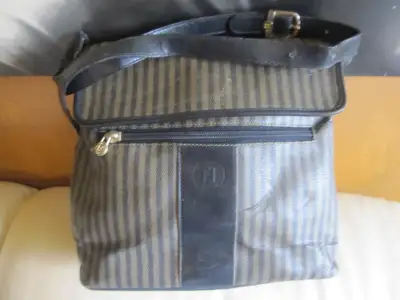 Fendi Handbag Pequin Stripe Leather Cross Body Shoulder Bag, View more