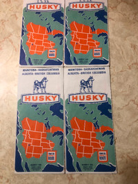 1972 Husky Oil Gas Service Station Map Western Canada