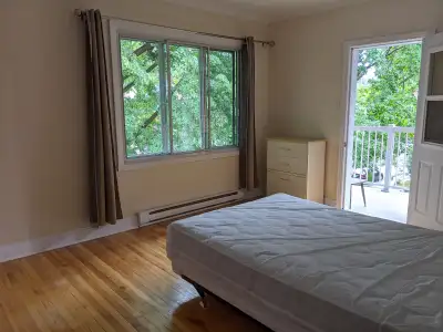Bel large 8 1/2 haut du duplex (1700 p.c.), 5 grandes chambres meublées, 2 salles de bain, balcon, i...