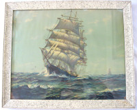 Vintage Frank Vining Smith Art Print "Over The Deep Blue Sea "