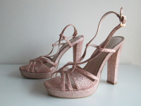 BRAND-NEW Rose Gold Sparkly Heels-Size 7