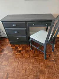 Beautiful deep navy 4 drawer desk with matching chair