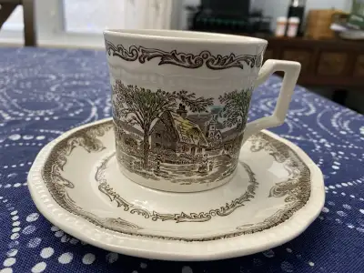 Shakespeare's Sonnets Vintage Ironstone Teacup & Saucer Set of 6, View more