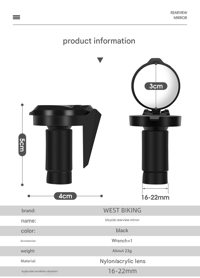 Bike Handlebar End Mirror, Convex Rearview Mirror in Clothing, Shoes & Accessories in City of Toronto - Image 9