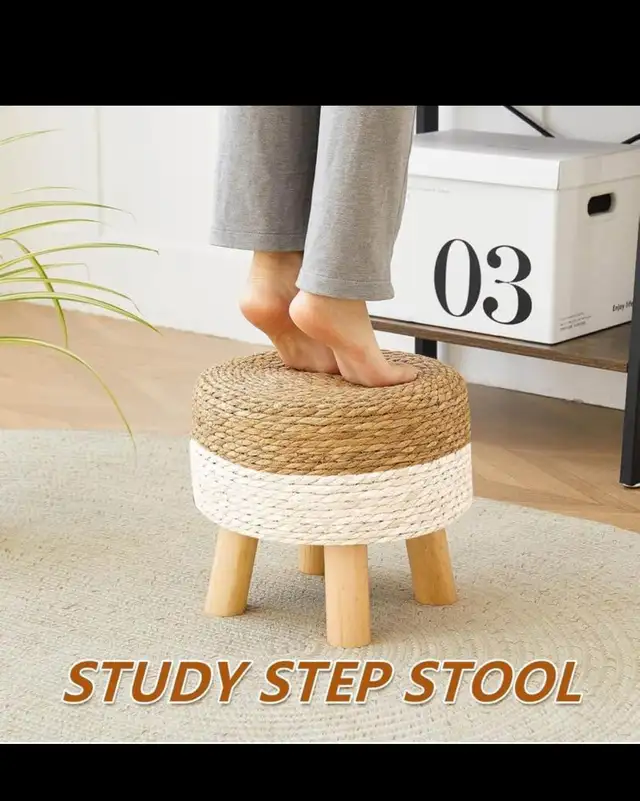 Round Ottoman NaturalSeagrass Footstool, Round Footstool with 4  in Other in Hamilton - Image 5