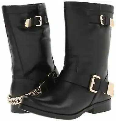 Women Guess Leather Moto Boot, with gold chain, View more