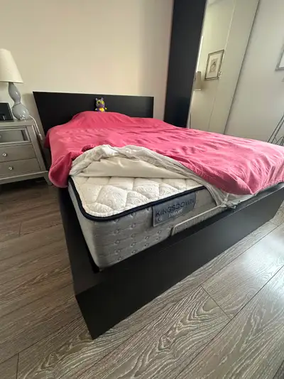 IKEA Malm Queen Bed with Mattress with lifting frame for storage, View more