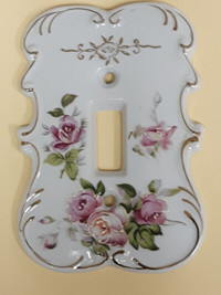 Vintage Ceramic Gilt & Painted Switch Plate