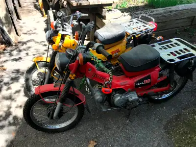 A rare pair of Honda Trail bikes with ownership High and low range semi-automatic transmission for r...