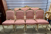 Set of 4 French Gold Giltwood Louis XV Chairs & Sofa 