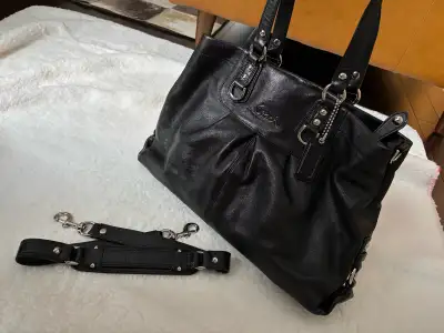 Vintage COACH Ashley LEATHER Large Satchel Carryall Bag - B, View more