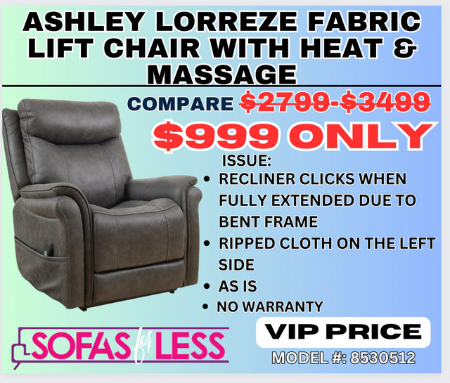 Lift Chair with Heat and Massage! As Is! Last Piece! in Chairs & Recliners in Calgary