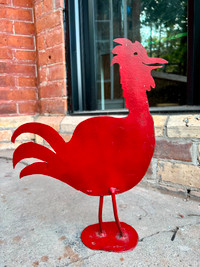 Metal Rooster / Wooden Dog