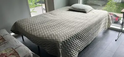 For Sale - Queen size mattress with metal frame , View more