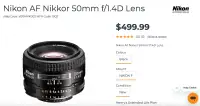 Mint Nikkor 50/1.4 AF D lens with skylight filter