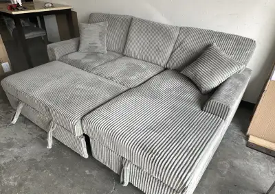 Plush Grey Corduroy Sectional Sofa Available on Sale , View more