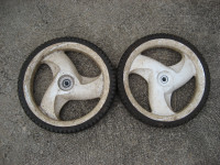 2 12 inch lawnmower wheels, used