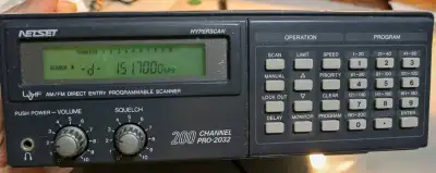 A Radio shack Netset PRO-2032 200 Channel Scanner. This is a classic scanner with coverage for all V...