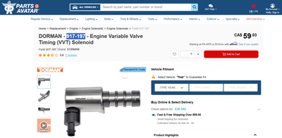 2 DORMAN - 917-197 - Engine Variable Valve Timing (VVT) Solenoid No longer have the vehicle they fit...