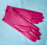 Gants cuir Neuf Doublure Cachemire Rose - Leather Gloves Sz:8