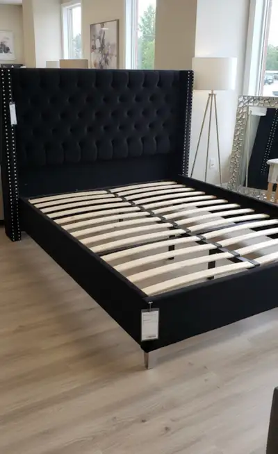 Bed Frame Black Velvet Deep Tufted Double Size - Brand new , View more