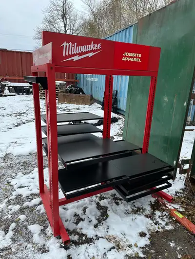 I have a really cool Milwaukee racking system with adjustable shelves. Great for storing tools etc....