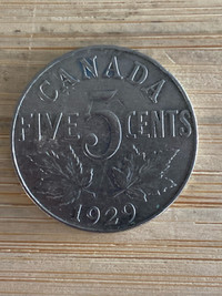 1929 Canadian 5 cents