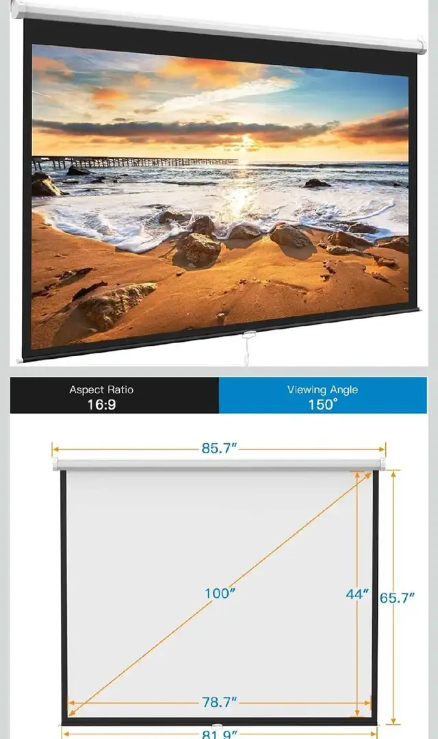 Projector Screen 100 Inch 16:9 605035300568453121