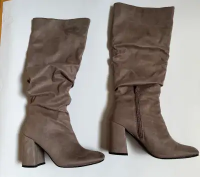 Madden Girl Taupe Suede Knee High Boots 6.5, View more