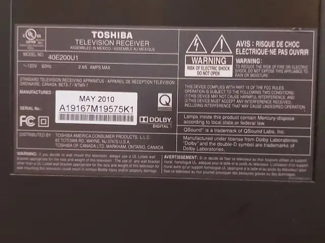 Toshiba 40 Inch Widescreen 1080P LCD HDTV in TVs in Ottawa - Image 5