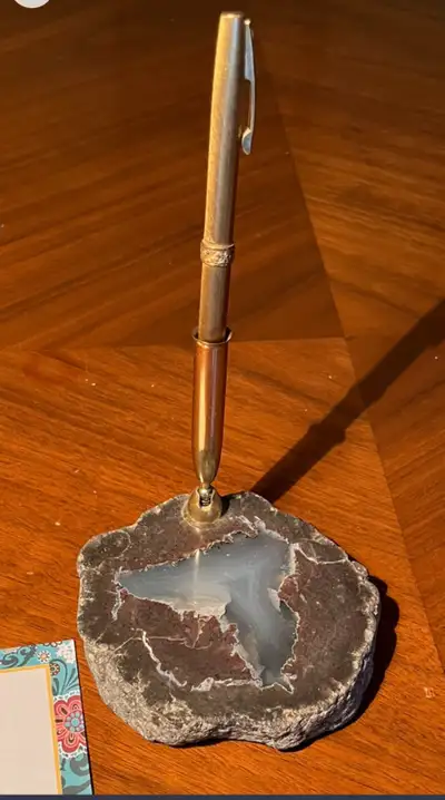 Vintage Semi-precious Polished Stone pen holder, View more