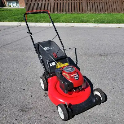Gas Powered Push Lawnmower Powered by a Briggs & Stratton Engine Auto choke, easy starting. Comea wi...