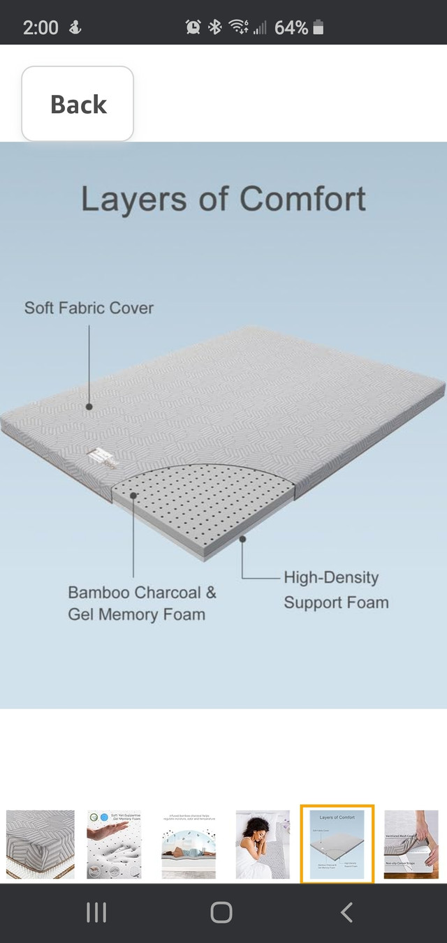 3" twin memory foam mattress topper(bamboo/charcoal) in Beds & Mattresses in City of Toronto - Image 3