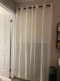 Sheer white curtains and black curtain rod (extendable)