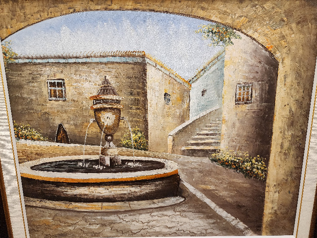 Vintage "Fountain" oil painting in Arts & Collectibles in St. Catharines - Image 2