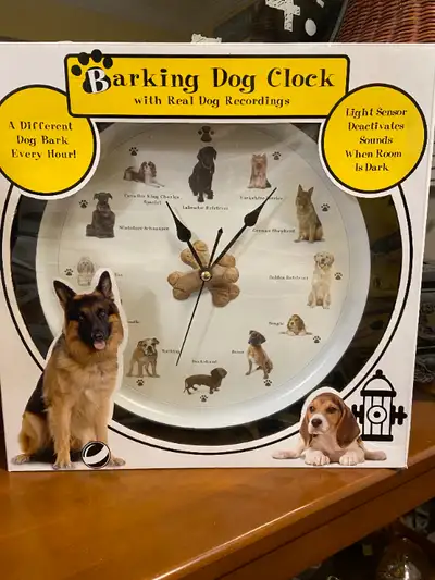 NIB Barking Dog Wall Clock 13" by Mark Feldstein & Associates., View more