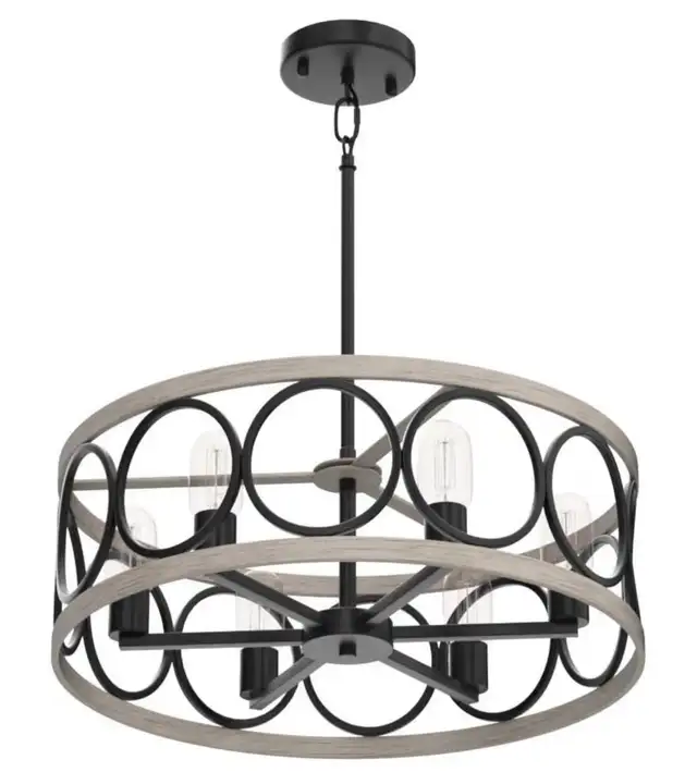 Modern Farmhouse 6-Light Drum Chandelier in Indoor Lighting & Fans in Kitchener / Waterloo - Image 6