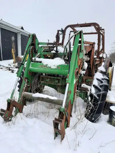 Front end, engine, rear end and drive train all good. $5000. JD 640 loader, needs new joystick. $500...
